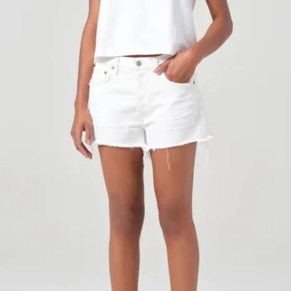 Agolde Anthropologie Parker Denim Vintage Cut-Off Shorts White Size 32 NWT - Picture 3 of 7